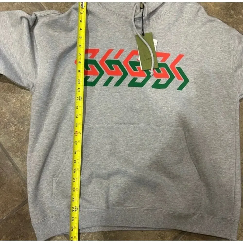 Men's Gucci chain, print jersey, cotton hoodie, size XXL made in Italy